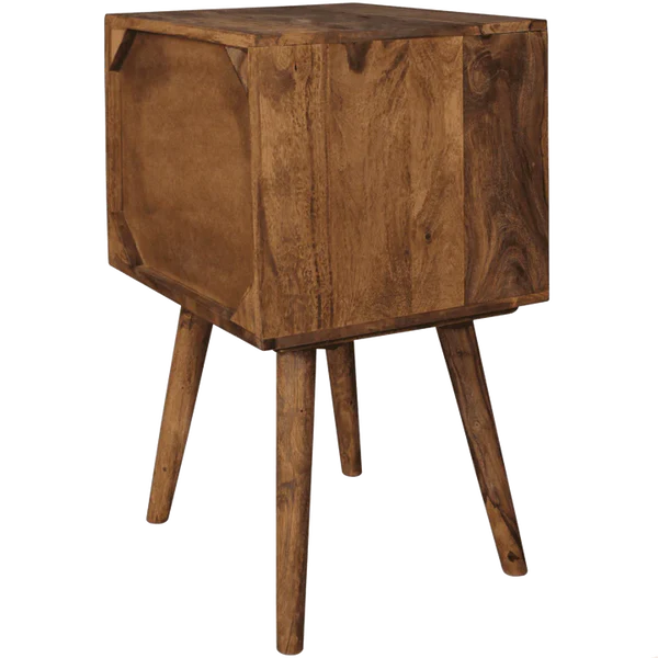 Madwoodk Sheesham Wood Bed Side Table With 2 Drawers  In Natural & Black Finish For Home Furniture