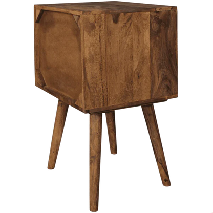 Madwoodk Sheesham Wood Bed Side Table With 2 Drawers  In Natural & Black Finish For Home Furniture