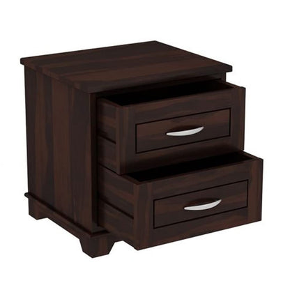 Madwoodk Sheesham Wood Bed Side Table With 2 Drawers  In Walnut  Finish For Home Furniture