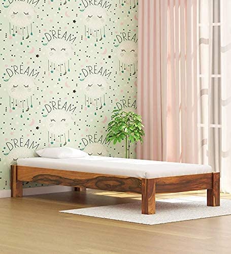 Madwoodk Sheesham Wood Single Bed In Natural Finish For Office & Home Furniture