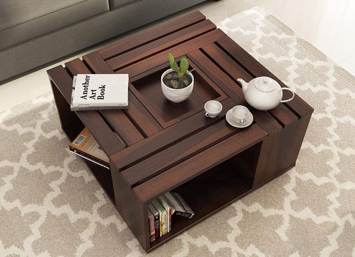 Madwoodk Sheesham Wood Coffee Table  In  Walnut  Finish For Office & Home Furniture