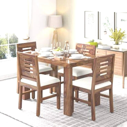 Madwoodk Sheesham Wood 4 Seater Dining Set  In Natural Teak Finish For Home Furniture