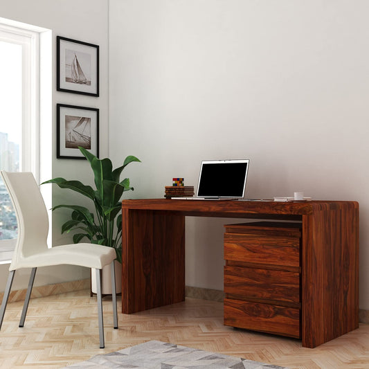 Madwoodk Sheesham Wood Office Table In Honey Oak Finish For Office & Home Furniture