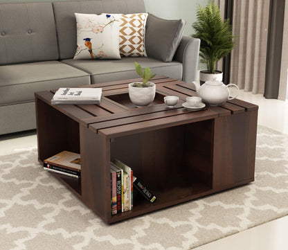 Madwoodk Sheesham Wood Coffee Table  In  Walnut  Finish For Office & Home Furniture