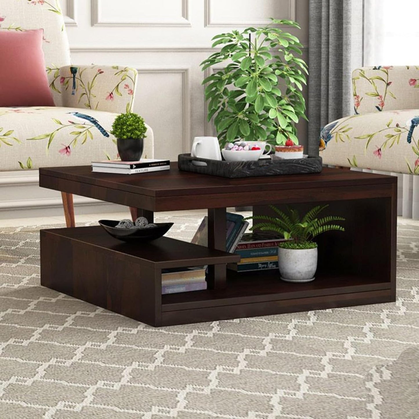 Madwoodk Sheesham Wood Coffee Table  In Walnut Finish For Office & Home Furniture