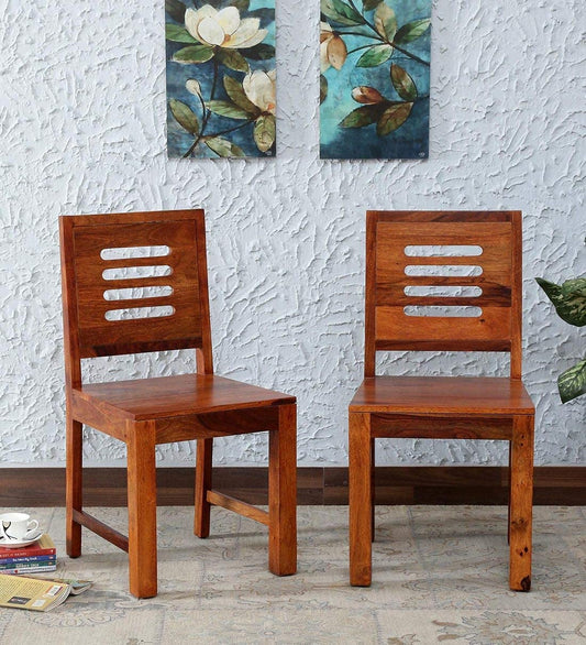 Madwoodk Sheesham Wood Chair (Set Of 2 PC )In Natural Finish For Home Furniture