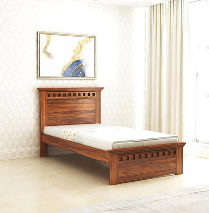 Madwoodk Sheesham Wood Single Bed In Natural Finish For Office & Home Furniture