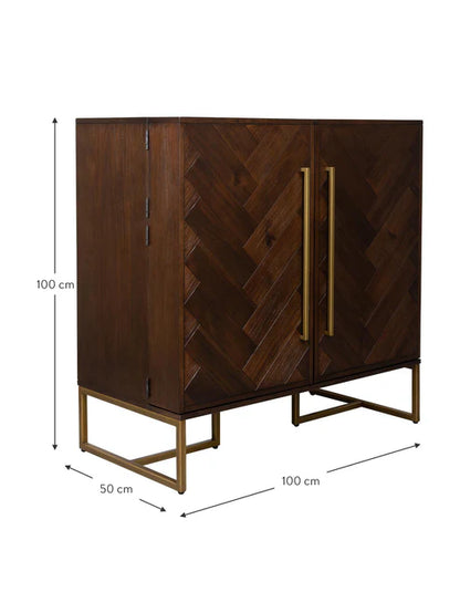 Madwoodk Mango Wood Bar Cabinet In Walnut Finish For Home Furniture