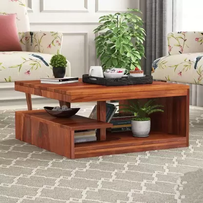 Madwoodk Sheesham Wood Coffee Table  In Honey Oak Finish For Office & Home Furniture